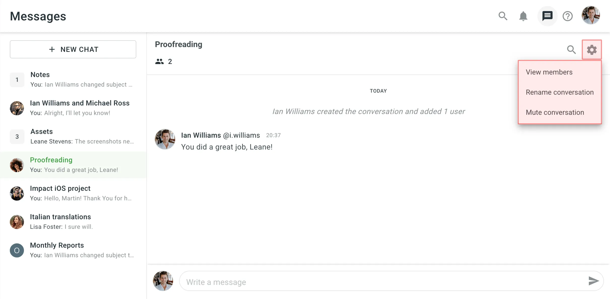 Conversation Settings